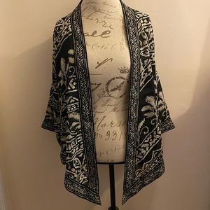 Black and Tan semi sheer 3/4 sleeve kimono jacket